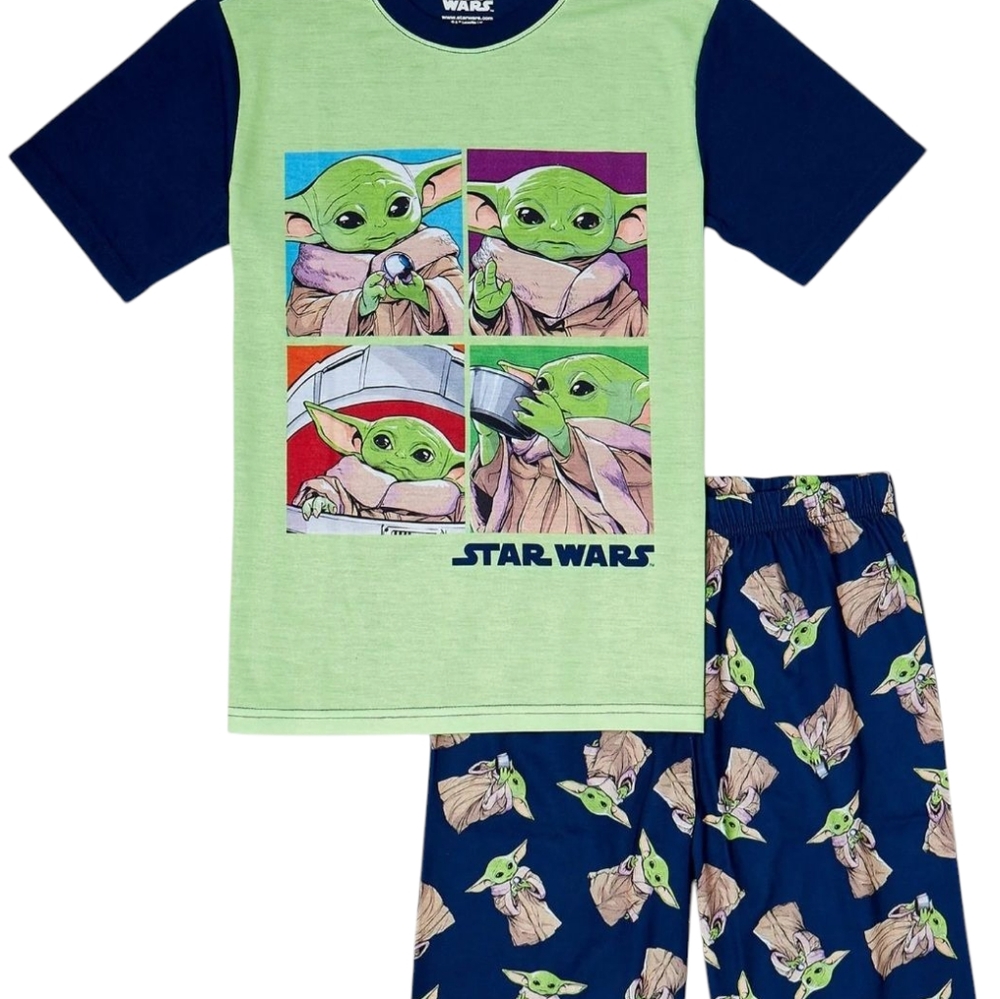STAR WARS Grogu Boys Short Sleeve Shirt and Shorts Pajama Set, 2 Piece, Size 6-7